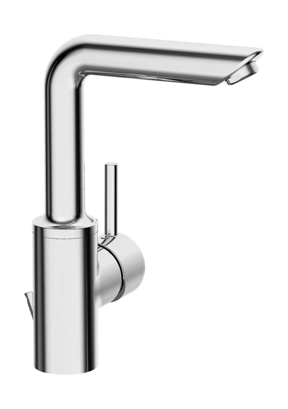 Einhebelmischer in Chrom-Optik mit senkrechter Auslauf- und Steuerbedienelement, hergestellt von HANSA, für Waschtische.